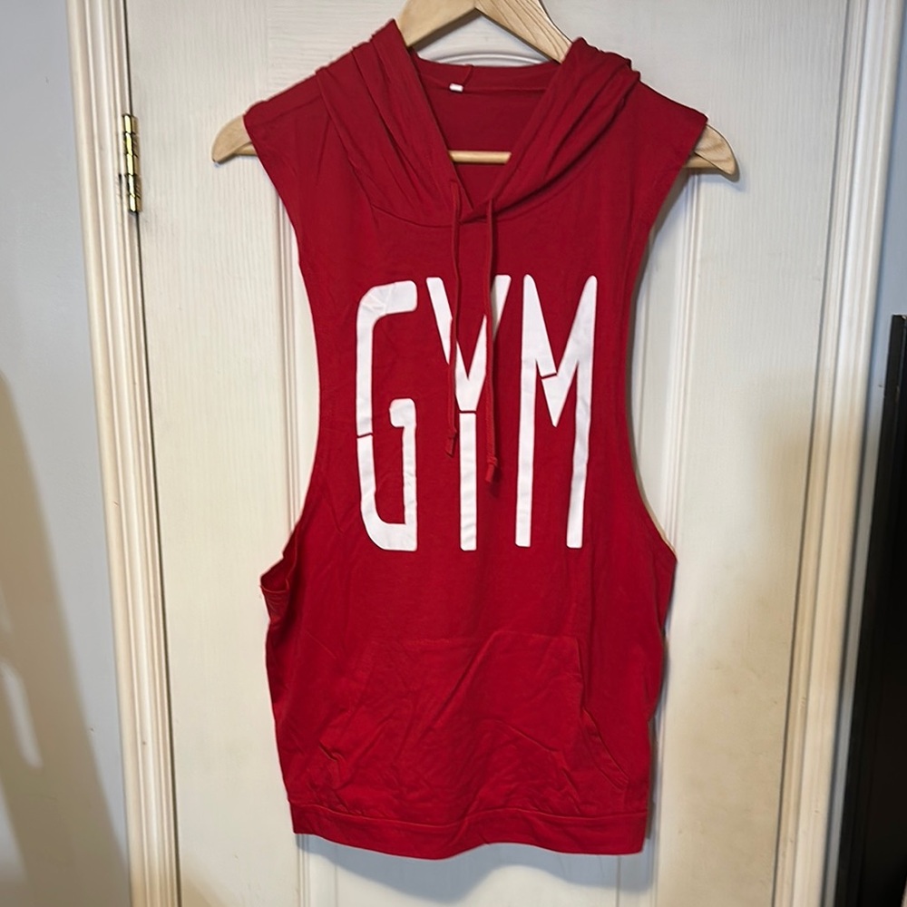 Women’s GYM Red Sleeveless Hoodie Top
